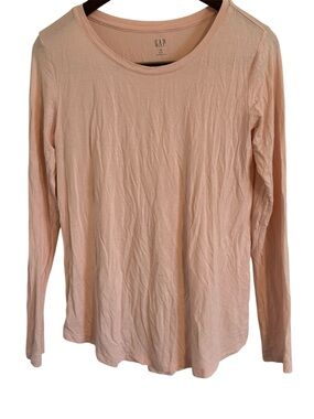 GAP Long Sleeve Crewneck Tee - Pale Peach Luxe Tee Size XS